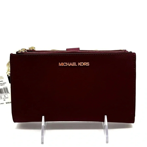 Michael Kors Large Double Zip Wallet Wristlet Dark Cherry (NWT) - Picture 2 of 9